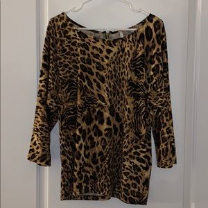 Silky, Luscious Leopard Boatneck/Off Shoulder Top